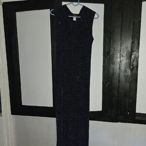 Black and Red Sleeveless V-Neck Sheath Maxi Dress